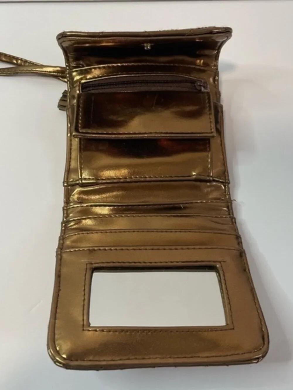 Tri-Fold Rose Gold Quilted Wallet / Crossbody  Mini Purse